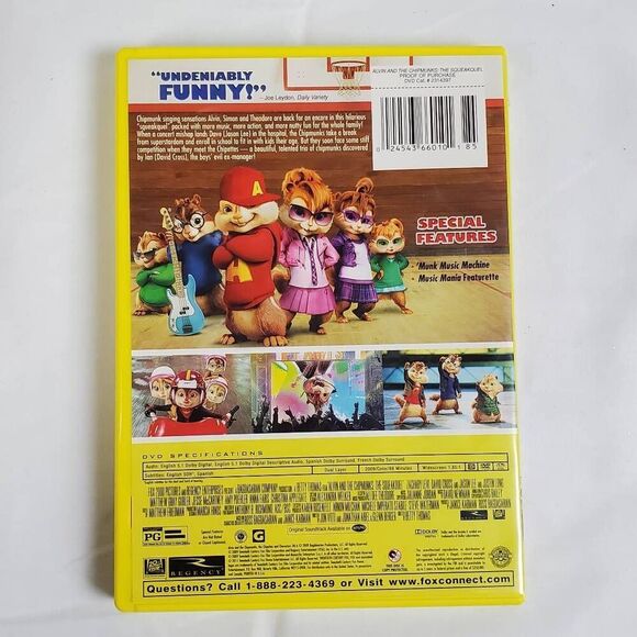 Alvin and the Chipmunks: The Squeakquel DVD – Musical Family Comedy – 2009 PG Mo - Picture 3 of 3